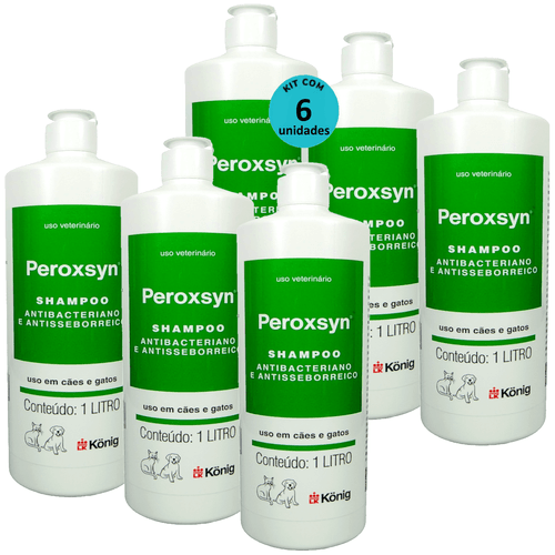 Kit 6 Shampoo Antibacteriano E Antisseborreico Peroxsyn König 1 Litro - König